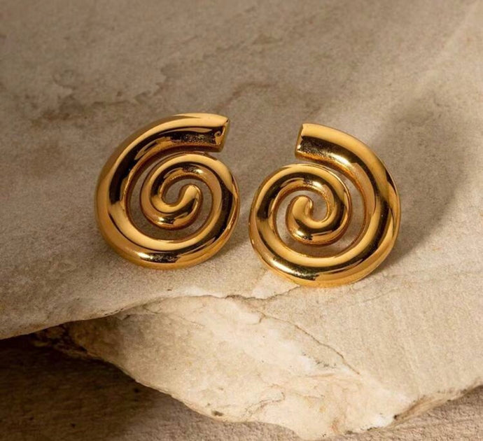 Gold Swirl Stud Earrings