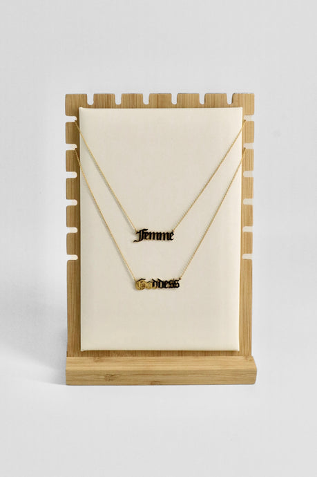 Femme Goddess Gold Nameplate Adoración Lifestyle Brand